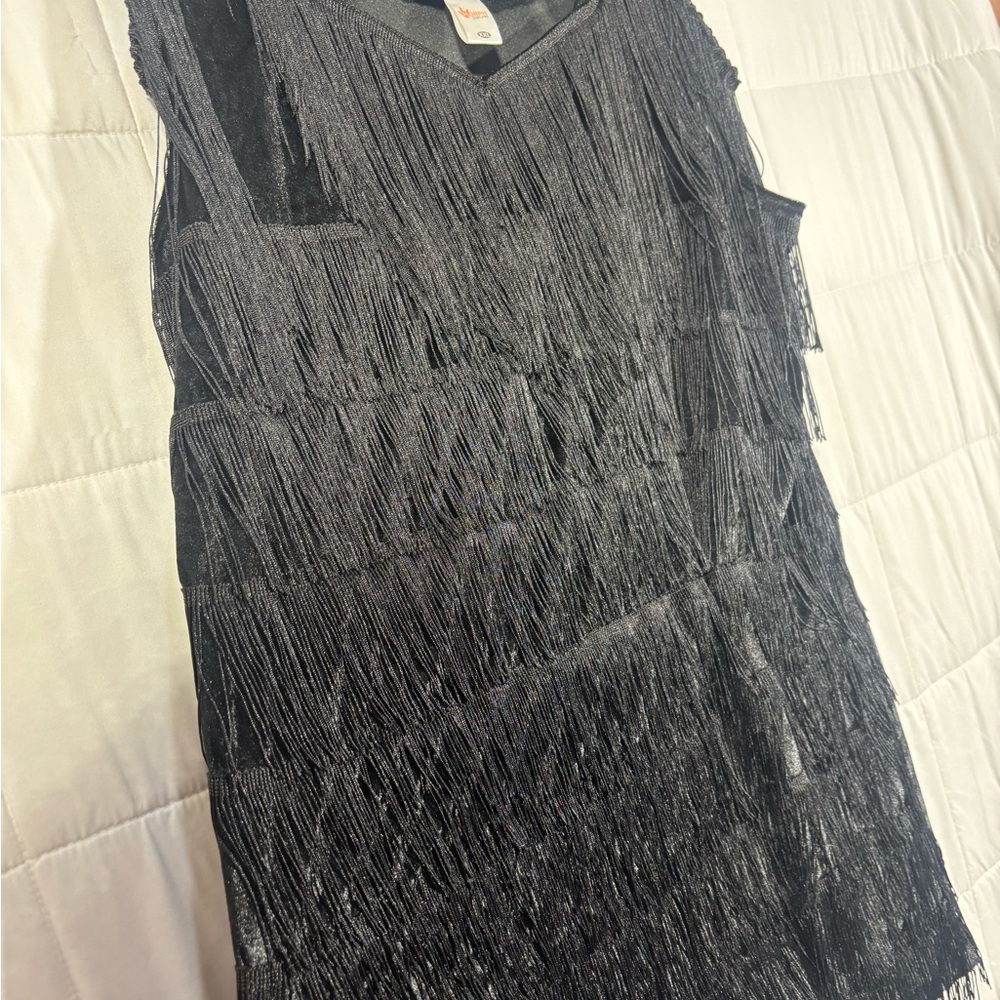 Black Fringe Flapper Dress Costume Roaring 20s Gatsby Morph Costumes New Years - Picture 2 of 7